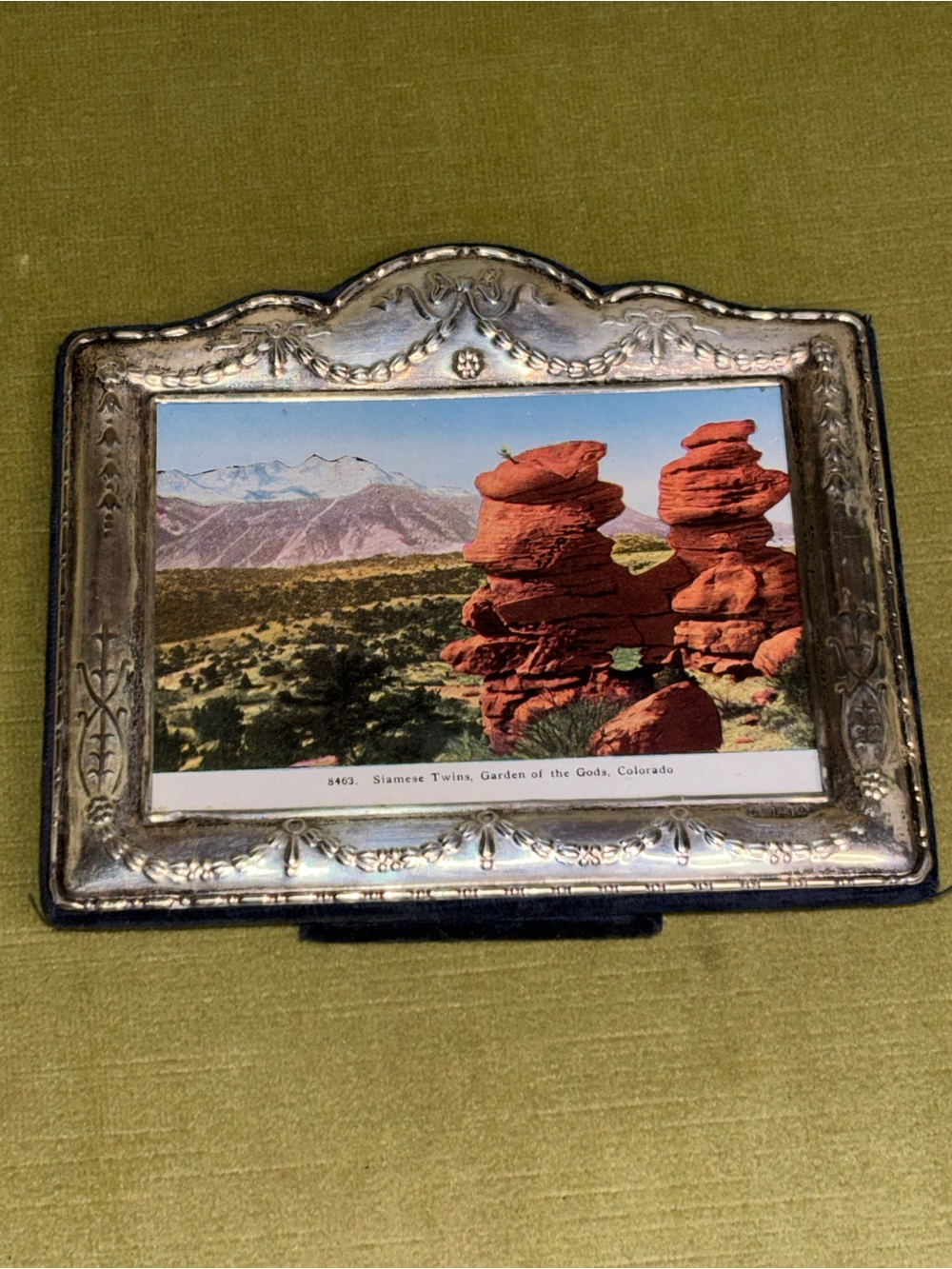Robert Carrs Sterling Silver & Velvet Picture Frame 5.5”X 6”